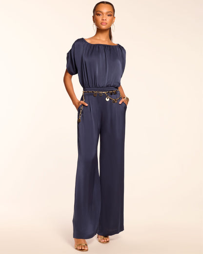 Sabrina Ruched Wide Leg Jumpsuit | NAVY