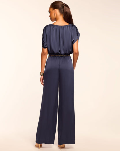 Sabrina Ruched Wide Leg Jumpsuit | NAVY
