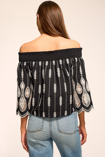 Rubie Embroidered Off-The-Shoulder Top