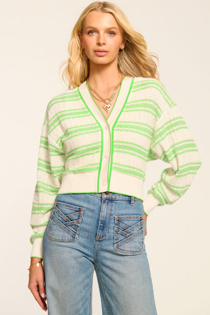 Romy Striped Knit Cropped Cardigan