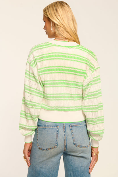Romy Striped Knit Cropped Cardigan