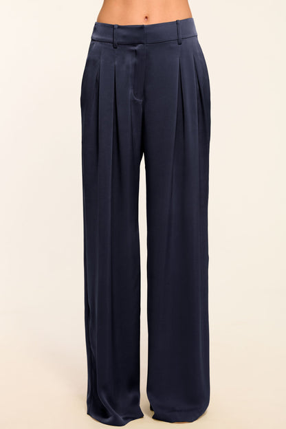 Oscar Pleated Wide Leg Pant | NAVY