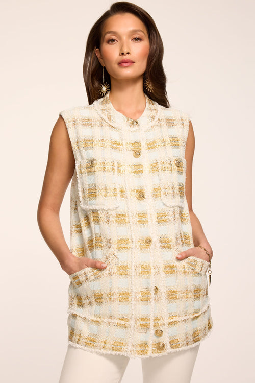 Violet Lurex Tweed Vest