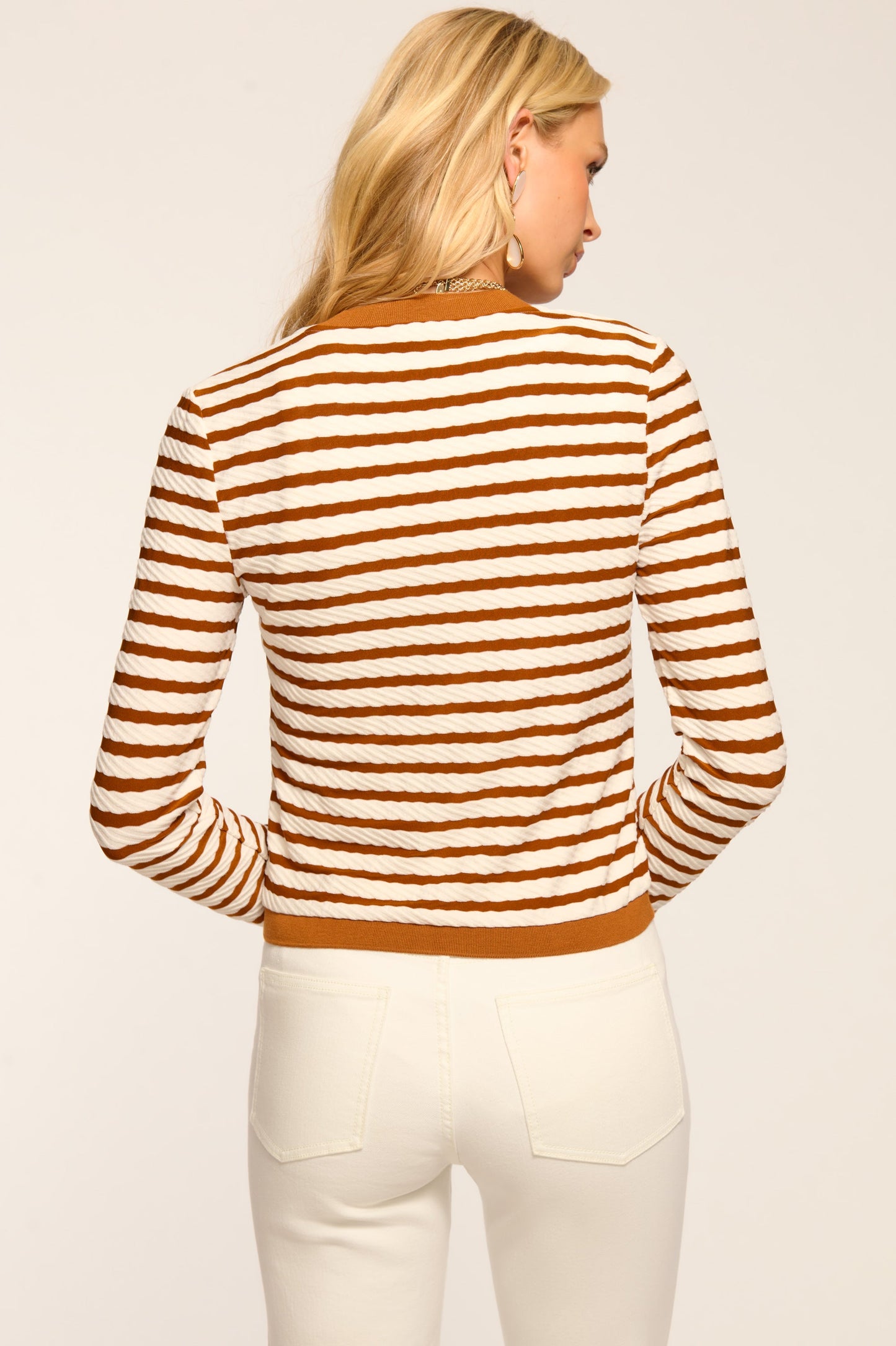Raven Textured Stripe Button Front Cardigan
