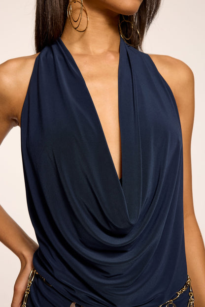 Nora Jersey Cowl Neck Mini Dress