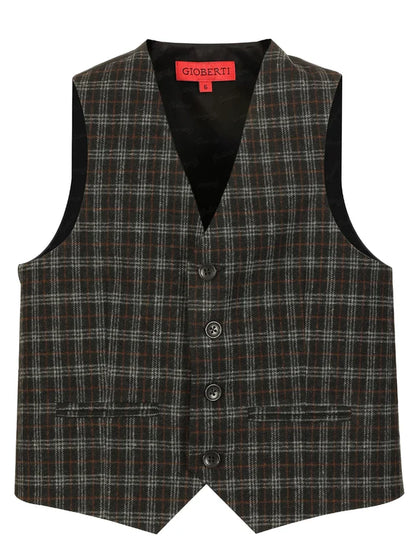 TODDLER'S, KID'S AND BOYS 4 BUTTON CHECKERED FORMAL SUIT VEST