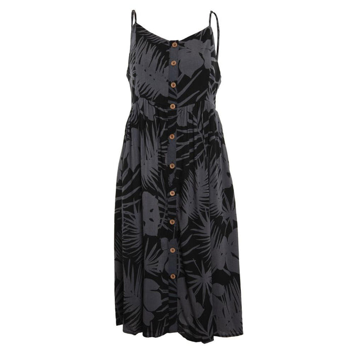 Vestido Women Leaves Black Grey