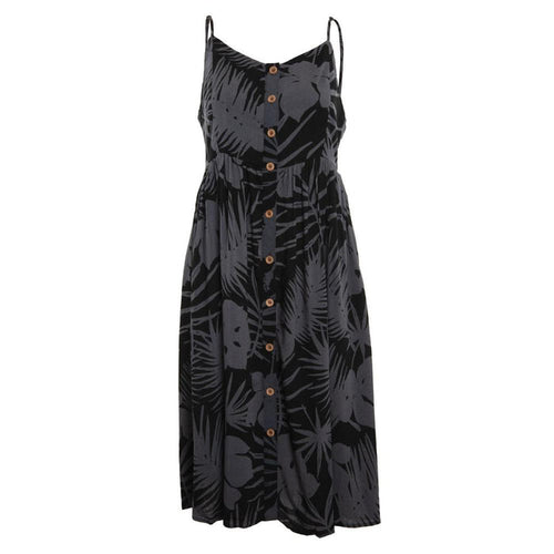 Vestido Women Leaves Black Grey