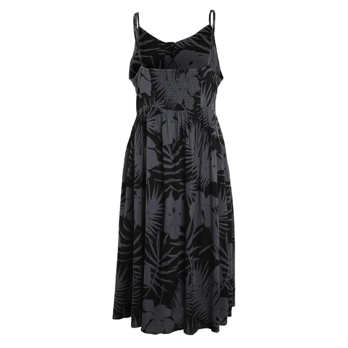 Vestido Women Leaves Black Grey