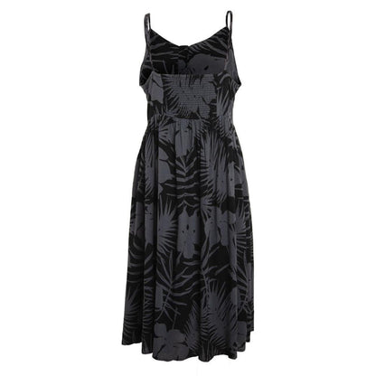 Vestido Women Leaves Black Grey