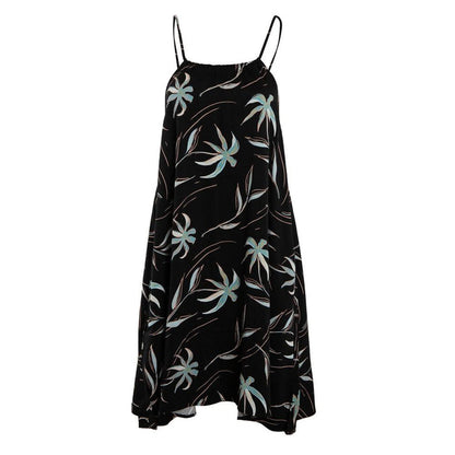 Vestido Women Leaves Black