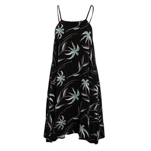 Vestido Women Leaves Black