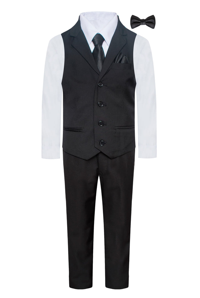 VS-7 BLACK BOY'S VEST SET SIZE 1-14